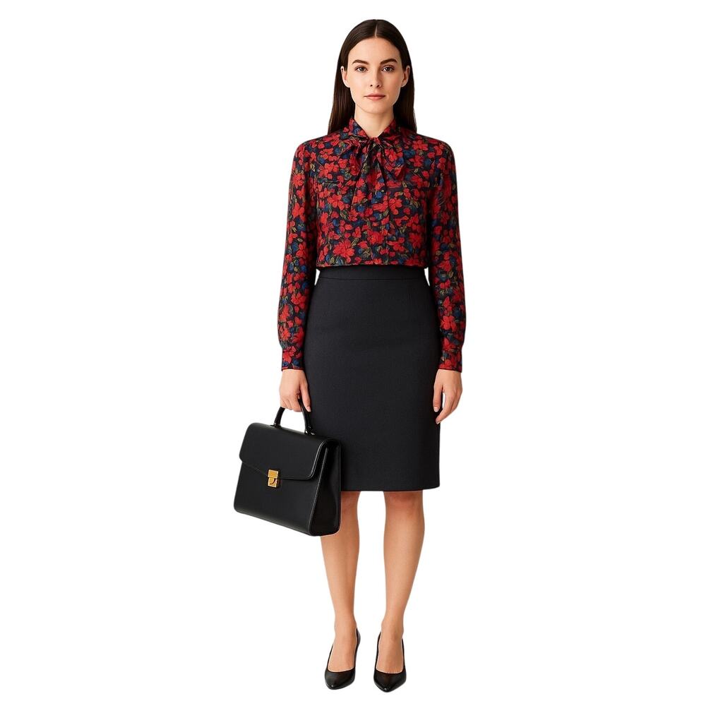 Rag & Bone Emily Floral Long Sleeve Tie‑Neck Silk Top, Size M - Picture 2 of 12